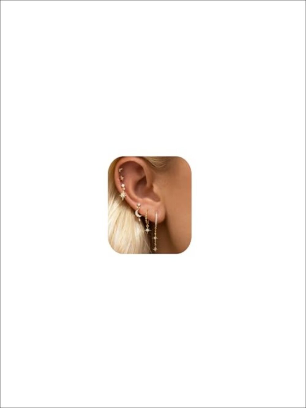 14K Gold Plated Sterling Silver Post Hypoallergenic Earrings Set 6 Pairs